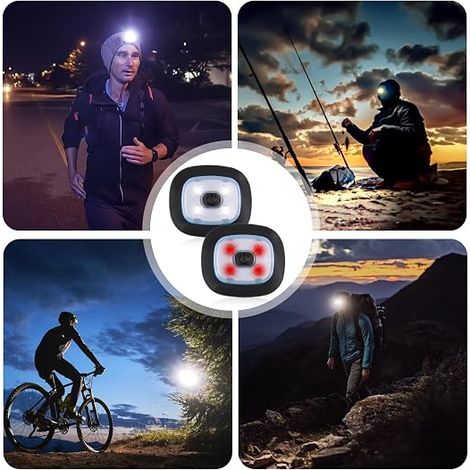 2 Pack Replacement LED Light for Beanie Light with Light, Waterproof Headlamp, Small Head Torch with 4 Batteries for Jogging, Camping, Hiking Canine (White/White Light) (1/5)