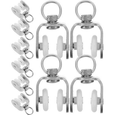 Angoily Lot de 10 Roulettes pour Rail de Rideaux en Fer et Plastique Argenté, Système de Poulies Polyvalent pour Rideaux, Compatible pour Maison et Bureau (1/5)