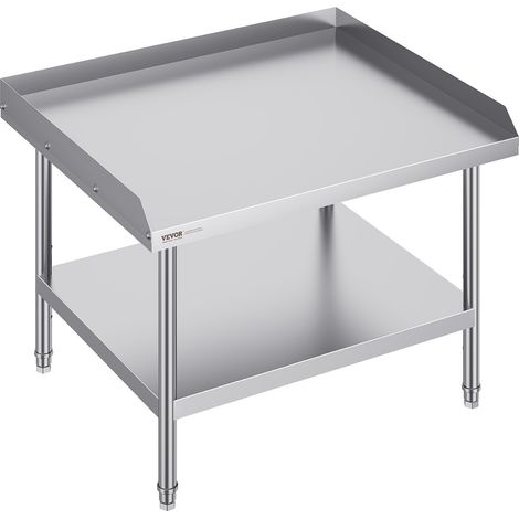 Table de Travail en Acier Inoxydable 76,2x91,4x66 cm, Table de Préparation des Aliments avec Dosseret à 3 Côtés, Hauteur Réglable, Meuble de Rangement, pour Cuisine Restaurant Bar Hôtel Maison (1/5)
