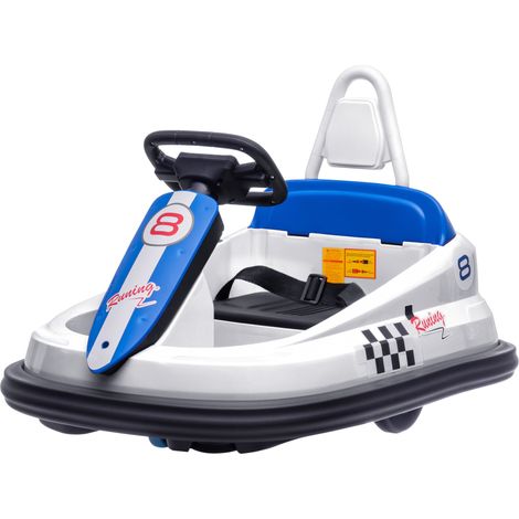 6V Electric Kids Bumper Car, 6V Spin Waltz Car, Music, Horn, Lights - White (1/5)