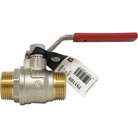 Vanne à sphère SENA Ni, PN30, Free Inox, ACS, Mâle/Mâle 1" (26/34), avec poignée plate rouge - Arco (1/4)