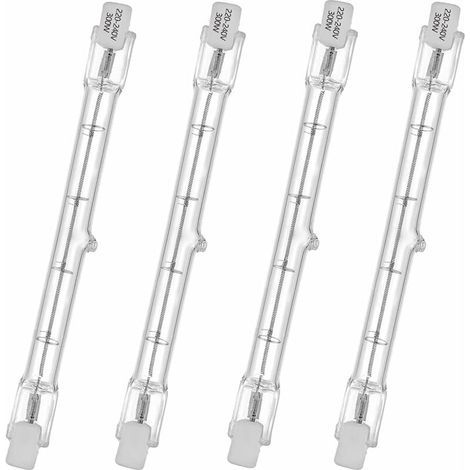 Lampe tube halogène T3 300W R7S 230V – Flux lumineux 4650 lumens – Durée de vie 2000h – Lot de 4 pièces – Blanc chaud 2800K (1/5)