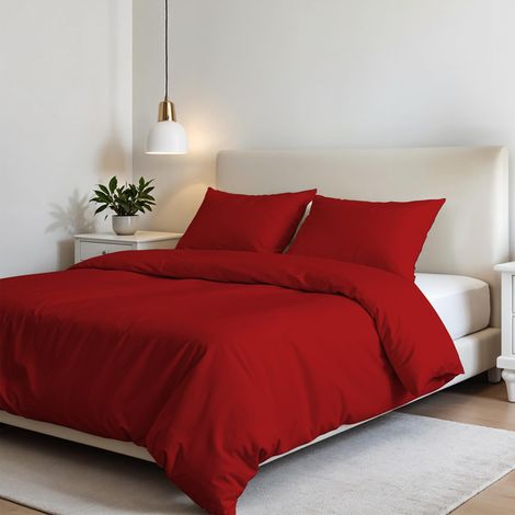 Housse de Couette Set,Rouge,Double, Microfibre (1/5)