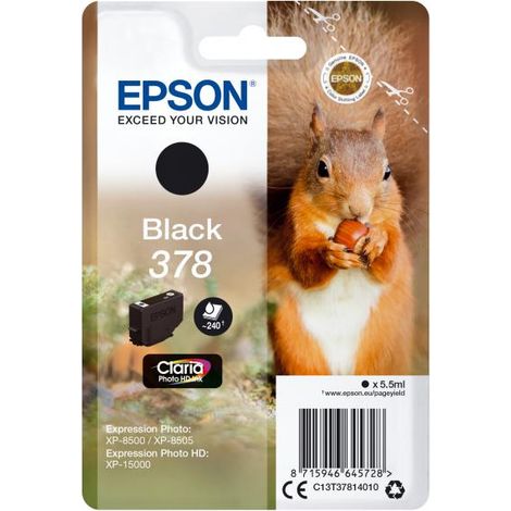 Epson Squirrel Singlepack Black 378 Claria Photo HD Ink C13T37814010 (1/3)