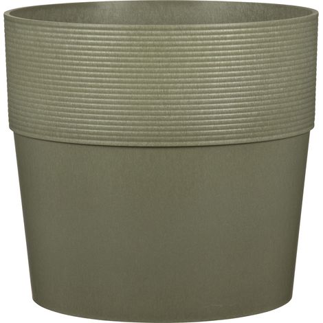 Scheurich Groove 17, pot de fleurs/plantes, rond, en plastique couleur: Khaki, 17 cm de diamètre, 15,4 cm de hauteur, 2,4 l vol.