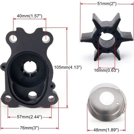 Kit de réparation de turbine de pompe à eau marine 66T-W0078-01-00 pour Yamaha Stroke Outer Plate 682-W0078 (TC051). Un kit contient le kit de réparation de turbine de pompe à eau Yamaha 682-W0078, TC