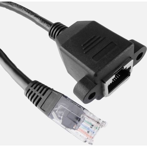 BeMatik - Catégorie 6 Câble UTP avec connecteur mâle pour la fixation à panneau noir femelle 3 m (1/4)
