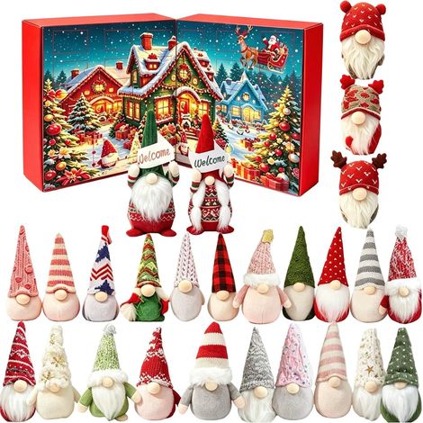 Christmas Advent Calendar with Gnome Figurines Countdown,C (1/5)