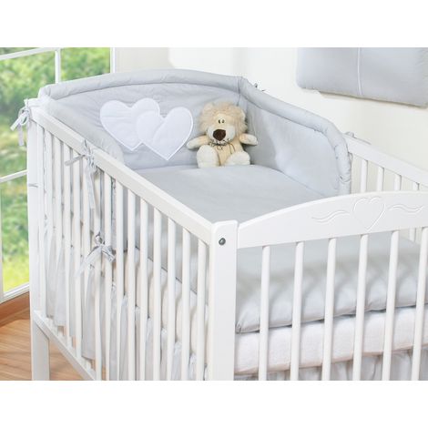 Set di biancheria da letto a 3 pezzi 120x90 - Cuori grigi (1/4)