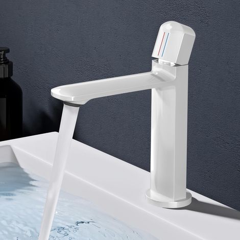 Mitigeur Robinet de Lavabo Salle de Bain en Laiton Blanc Monocommande Eau Chaude ou Froid 20,9 cm (1/5)