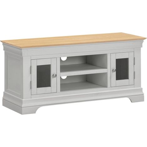 Bordeaux Small TV Stand - L43 x W120 x H57 cm - Pebble Grey/Oak