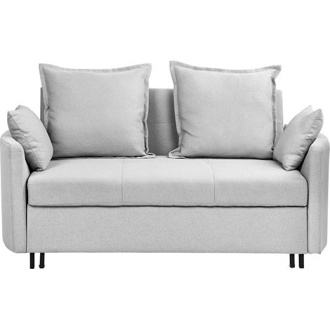Sofá cama 2 plazas gris claro función de dormir reposabrazos perfilados Hovin (1/5)