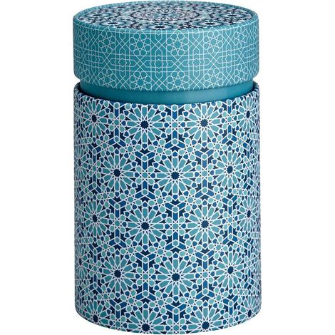 Boîte à thé Mandala bleue 150 g double couvercle (1/3)