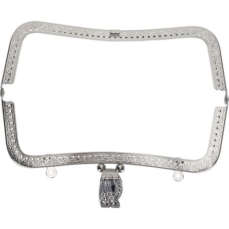 DIY-Taschenrahmen aus Metall (20 cm), Retro-Kussverschluss, geprägter Griff, silberfarbene Kurzwarenaccessoires B01-027—00478 (1/5)