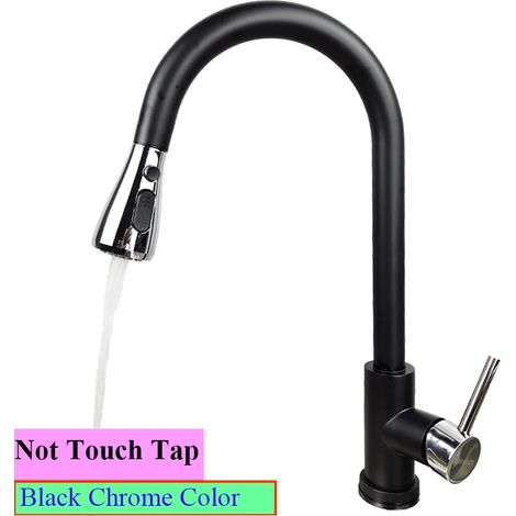 (Non tactile - noir chromé - G1/2) Robinet mitigeur de cuisine tactile Shenducs - Amélioration de l'habitat - Robinet d'eau chaude et froide extractible - Robinet de cuisine tactile à capteur sensible (1/5)