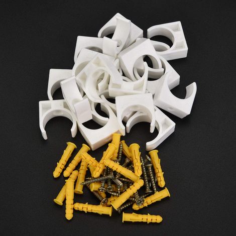 Pince de tuyau en plastique, pince de tuyau en PVC de gaz, 20 pièces 16/20/25/32 mm PPR en forme de U pince de tuyau en forme de U Clips fixes de tuyau d'eau avec vis(20 mm) (1/5)