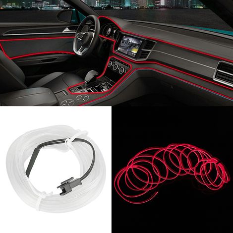Bande lumineuse LED rouge pour intérieur de voiture, 4 mètres - Décoration et modification éclairage auto froid (1/5)