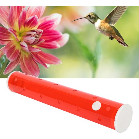 Mangeoire suspendue transparente rouge pour colibris, tube pour terrasse ou jardin, 30 cm (1/5)