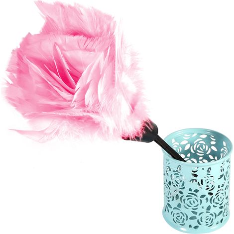 Balai Épurateur à Plumes de Turquie Soft Avec Manche Noir Pour Mobilier et Automobile - Rose, L=36cm, Plumes=13cm (1/2)