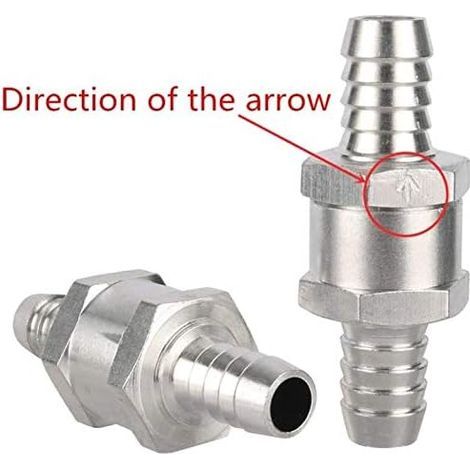 2 Pièces Clapet Anti-Retour 8MM Valve de Carburant en Alliage d'Aluminium Non Retour Clapet Anti-Retour pour Essence Diesel Carburateur Systèmes de Carburant à Basse Pression (8MM) (1/5)