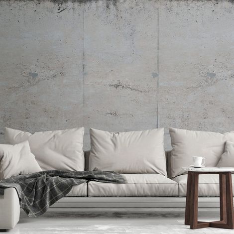 Fotomural Profhome 392541 papel pintado vinílico estampado en caliente tejido non tejido liso de aspecto concreto mate gris beige verde 1,59 m x 2,8 m