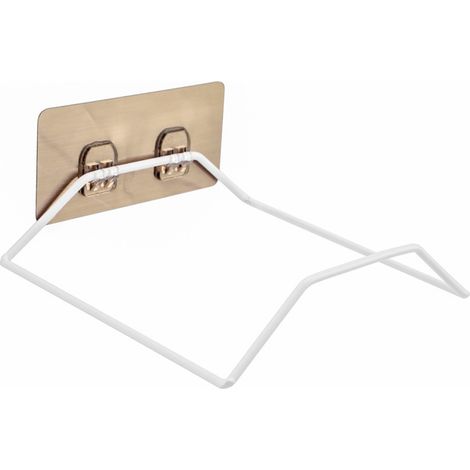 Portasapone in ferro battuto, supporto da parete senza foratura per il bagno, robusto gancio da parete per bagno e cucina, gancio adesivo, supporto portaoggetti, bianco