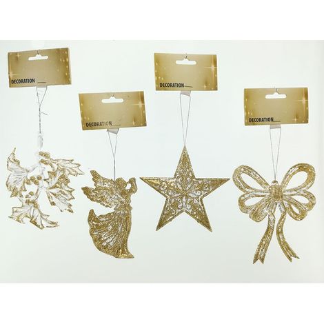 Addobbi palline per albero di natale in oro da decorazioni natalizie vari soggetti (1/5)