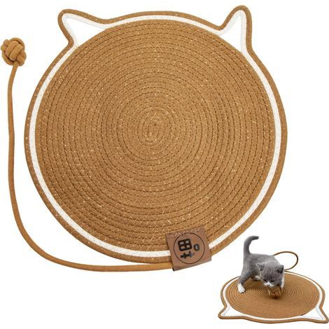 Cat Scratching Mat - Scratching Board for Cat with Ball Graffing Scratching in the Shape of Cat Ears Cushions Kitten Claws Protection Against Claws Accessories Diameter 43 cm (1/4)