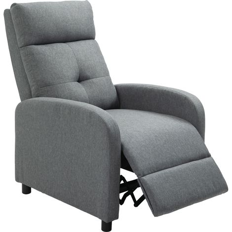 Fauteuil inclinable relax gris repose-pieds extensible ressorts ensachés 150 kg