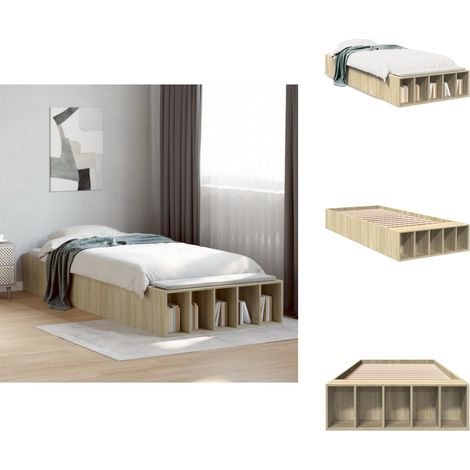 Cadre de lit sans matelas chêne sonoma 100x200 cm - Cadre De Lit - Lit Double - Lit Design - Lit Moderne - Lit Coffre Rangements (1/5)