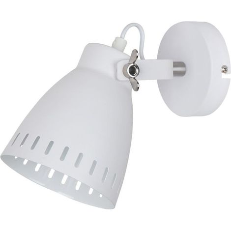 Italux Franklin - Industrie- und Retro-Wandleuchte Weiß, Satin Nickel 1 Licht mit weißem Schirm, E27