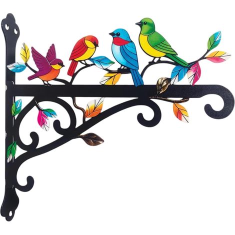 Crochet mural en fer forgé noir de 20,3 cm pour suspendre des jardinières, carillons, lanternes, porche de cour (001) (1/5)