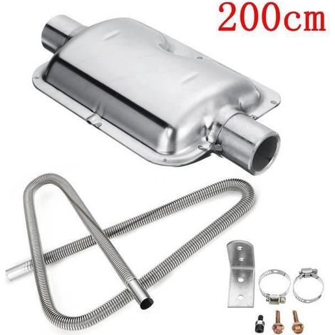Tuyau d'échappement en acier inoxydable avec silencieux pour chauffage auxiliaire air diesel, 200 cm (1/4)