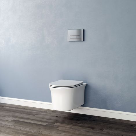 Modern Bathroom Round Wall Hung Toilet Rimless UF Soft Close Seat WC pan white (1/5)
