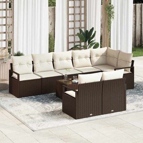 Sofa Set 9 pcs Braun Poly-Rattan (1/5)
