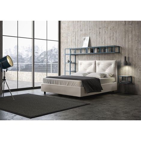 Letto APPIA bianco matrimoniale senza contenitore con rete a doghe (1/3)
