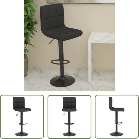 The Living Store Tabouret de bar Noir Tissu - Tabouret De Bar - Chaise De Bar - Tabouret De Comptoir - Chaise De Comptoir - Meuble De Salle À Manger (1/5)