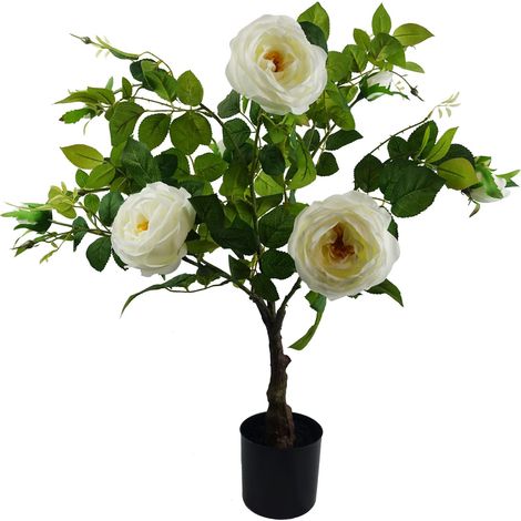 70cm White Camellia Rose Plant Artificial (1/4)