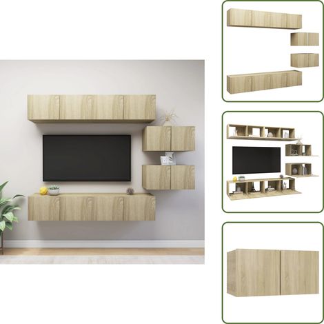 Ensemble de meuble TV 6 pcs Chêne sonoma Bois d'ingénierie - Meubles Tv - Meuble Tv Suspendu - Meuble Hifi - Rangement Salon - Mobilier Moderne (1/5)