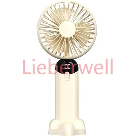 Ventilateur portatif , KCVV , Affichage LED , 6 réglages de vitesse , 20,6x9,1x6,6 cm , Blanc cassé (1/5)