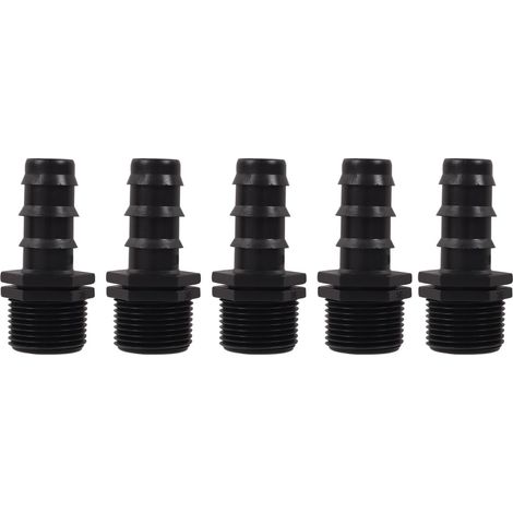 Raccords cannelés pour tuyaux d'irrigation goutte à goutte, 5 pièces, raccords DN 16 à G3/4, connecteurs en plastique pour systèmes d'irrigation goutte à goutte (1/5)