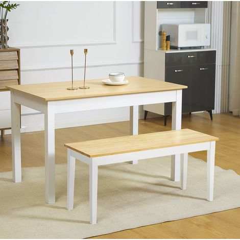 Panca 2 posti 102x36x45 cm in pino bianco e naturale salvaspazio cucina – MEUBLIV (1/5)