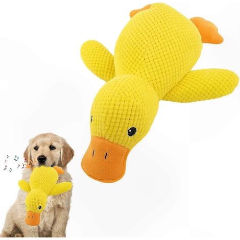 Canard en peluche indestructible pour chiens, compagnon câlin anti-stress, 25 x 22 cm, jaune (1/5)