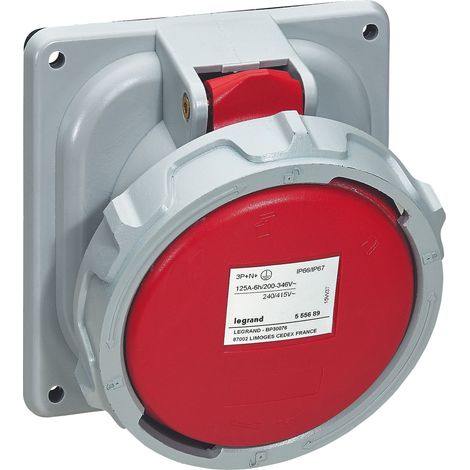 Prise socle fixe P17 IP66/67 125A 380V à 415V 3P+N+T LEGRAND 555689 (1/2)