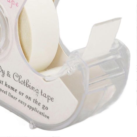 Lot de 2 rubans adhésifs transparents double face pour femmes, avec distributeur, pour vêtements, corps et peau (1/3)