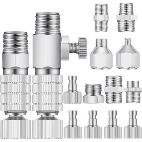 Ensemble d'adaptateurs pour pistolet pulvérisateur, 14 pièces, accessoires à déconnexion rapide pour pistolet pulvérisateur, adaptateur à déconnexion rapide pour tuyau pour compresseur d'air (1/5)
