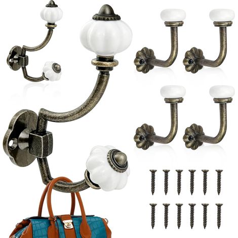 Patere Porcelaine, Porte Manteau Mural, 2 tailles, 6 Pcs (1/5)