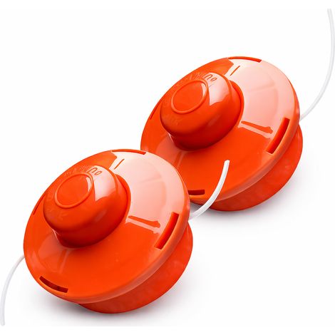 NEMAXX® FS1 Tap & Go cabezal de hilo (cabezal para desbrozadora) – sistema semiautomático doble hilo–para desbrozadora – M10x1,25 rosca izquierda – 2mm – diámetro de corte 380mm – Naranja (2 unidades)