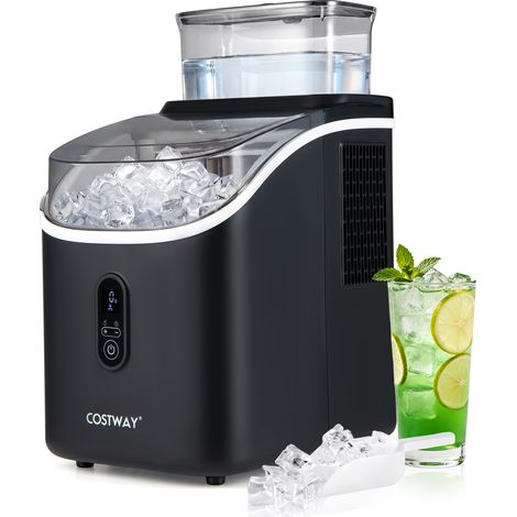 Machine a Glacons de Comptoir, 15kg/24h, 16 Glaçons Carrés en 13 Min, 13 Épaisseurs Réglables, Auto-Nettoyage, Minuterie 24h, Silencieuse, Noir (1/5)