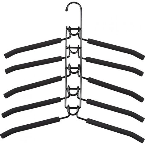 Cintres antidérapants 5 en 1, porte-vêtements multicouches peu encombrants pour pantalons, jeans (1/5)